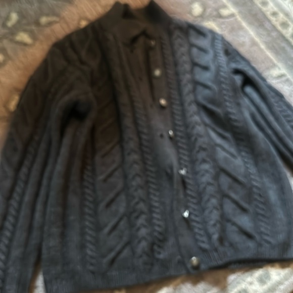 Sweaters - vintage collared fisherman cable knit wool cardigan sweater